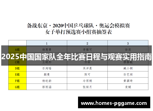 2025中国国家队全年比赛日程与观赛实用指南 2025中国国家队全年比赛日程与观赛实用指南